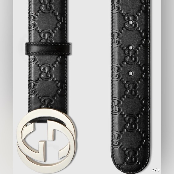 GUCCI MEN'S Belt with Interlocking G BUCKLE 411924 - Picture 3 of 16